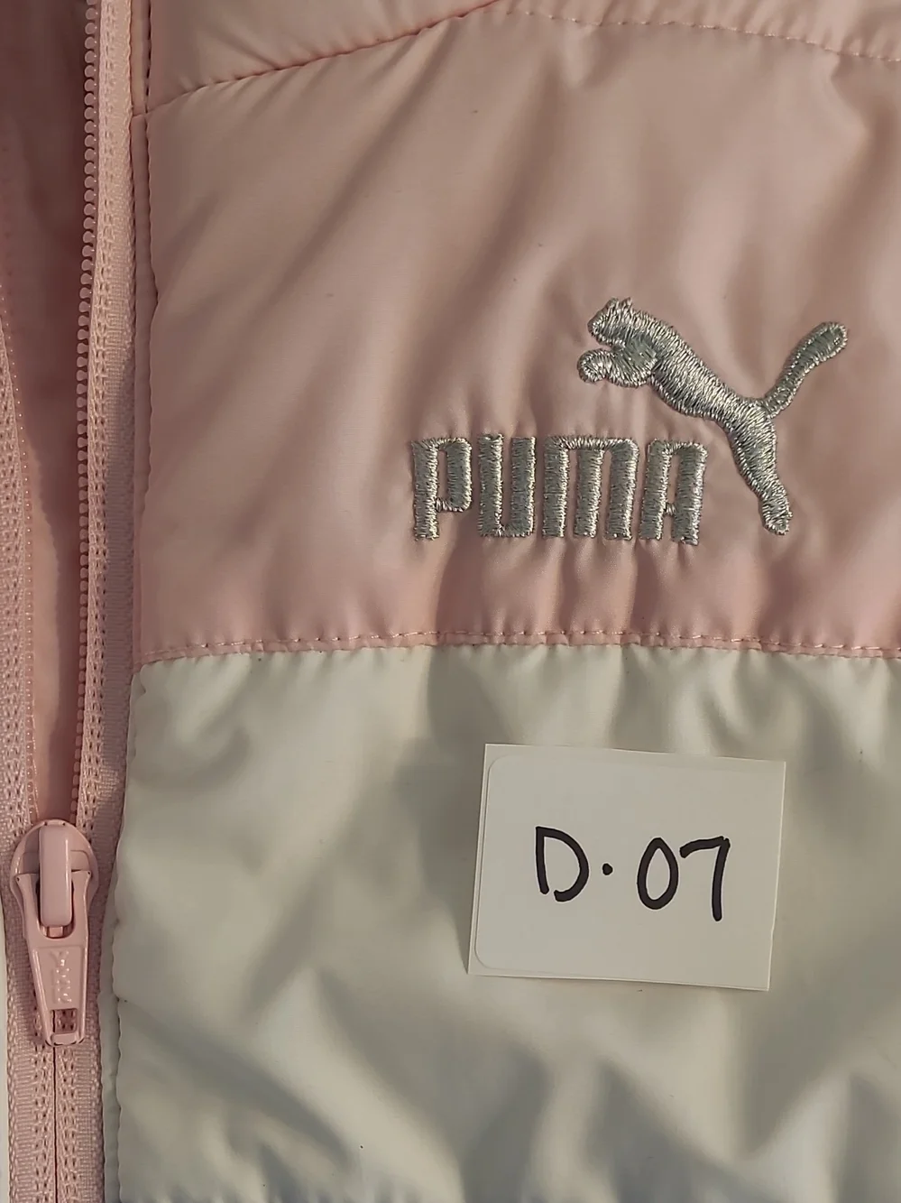 Puma Girls size Medium 10-12, Colorblock Puffer Vest - Pink, White & Blue